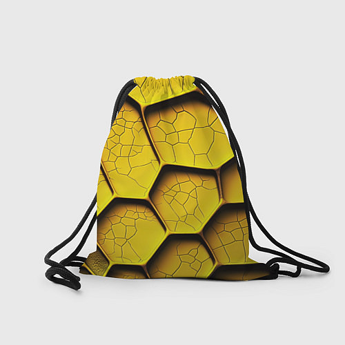 Мешок для обуви Желтые шестиугольники с трещинами - объемная текст / 3D-принт – фото 2