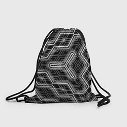 Рюкзак-мешок Черно-белый ассеметричный узор, цвет: 3D-принт