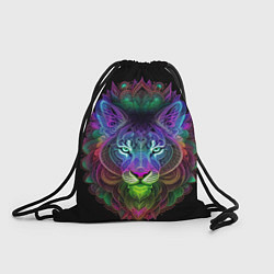 Рюкзак-мешок Разноцветный неоновый лев, цвет: 3D-принт