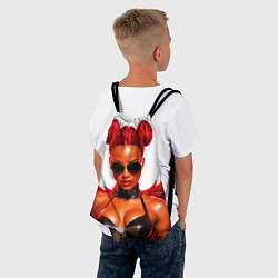 Рюкзак-мешок Девушка афро в очках и красных перьях, цвет: 3D-принт — фото 2