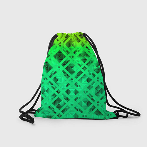Мешок для обуви Желто-зеленый градиентный фон с геометрическим узо / 3D-принт – фото 2