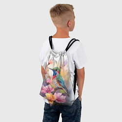 Рюкзак-мешок Колибри и цветы - акварель, цвет: 3D-принт — фото 2