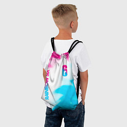 Рюкзак-мешок Rainbow Six neon gradient style: надпись, символ, цвет: 3D-принт — фото 2