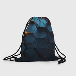 Рюкзак-мешок Синие объемные плиты с оранжевыми вставками, цвет: 3D-принт