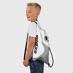 Рюкзак-мешок Skoda speed на светлом фоне со следами шин: надпис, цвет: 3D-принт — фото 2