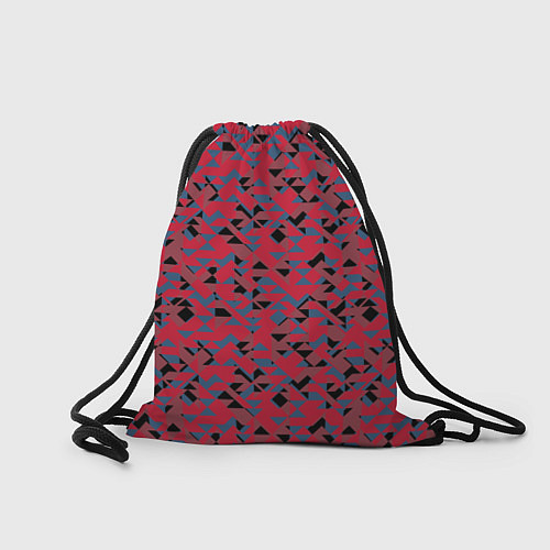 Мешок для обуви Черные и синие треугольники на красном / 3D-принт – фото 2