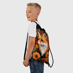 Рюкзак-мешок Элегантная лиса и цветы, цвет: 3D-принт — фото 2