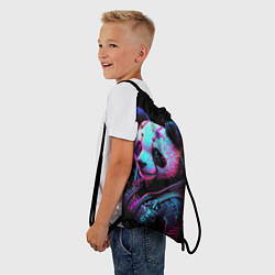 Рюкзак-мешок Панда в красках киберпанк, цвет: 3D-принт — фото 2
