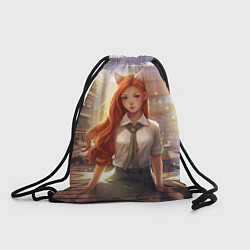 Рюкзак-мешок Студентка девушка лисица, цвет: 3D-принт