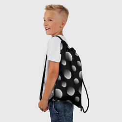 Рюкзак-мешок Шары в полоску на черном фоне, цвет: 3D-принт — фото 2