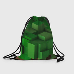 Рюкзак-мешок Зелёный блоковый паттерн, цвет: 3D-принт