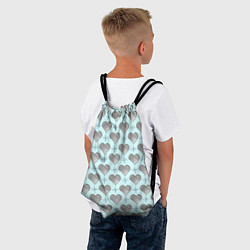 Рюкзак-мешок Сердечко черно - белое и снежинка, цвет: 3D-принт — фото 2