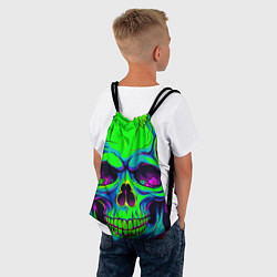 Рюкзак-мешок Ярко кислотный череп в наушниках, цвет: 3D-принт — фото 2