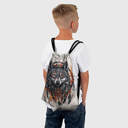 Рюкзак-мешок Волк и ловец снов с перьями, цвет: 3D-принт — фото 2