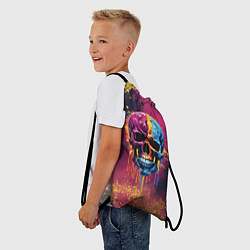 Рюкзак-мешок Розовая и синяя краска капает с черепа, цвет: 3D-принт — фото 2