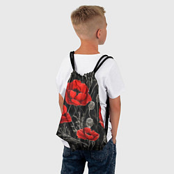 Рюкзак-мешок Красные маки на темном фоне, цвет: 3D-принт — фото 2
