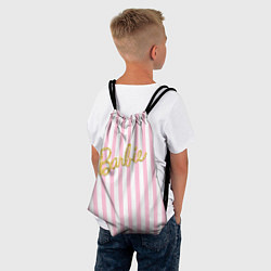 Рюкзак-мешок Barbie - золотая надпись и бело-розовые полосы, цвет: 3D-принт — фото 2