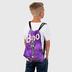 Рюкзак-мешок Барби в костюме скелета: паутина и фиолетовый дым, цвет: 3D-принт — фото 2