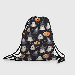 Рюкзак-мешок Милые привидения и хэллуинские тыквы - паттерн, цвет: 3D-принт