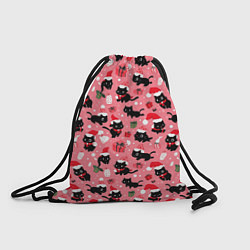 Рюкзак-мешок Новогодние чёрные котики с подарками, цвет: 3D-принт