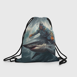 Рюкзак-мешок Мужчина верхом на акуле, цвет: 3D-принт