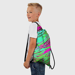 Рюкзак-мешок Разноцветные брызги зелёные и розовые, цвет: 3D-принт — фото 2