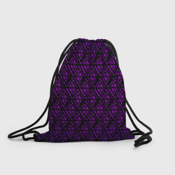 Рюкзак-мешок Фиолетовые ромбы на чёрном фоне, цвет: 3D-принт