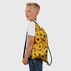 Рюкзак-мешок Желтые объемные цветы от нейросети, цвет: 3D-принт — фото 2