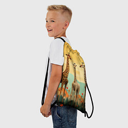 Рюкзак-мешок Три жирафа в стиле фолк-арт, цвет: 3D-принт — фото 2