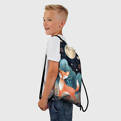 Рюкзак-мешок Лисичка в осеннем лесу фолк-арт, цвет: 3D-принт — фото 2