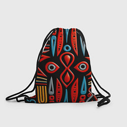 Рюкзак-мешок Красно-синий узор в африканском стиле, цвет: 3D-принт
