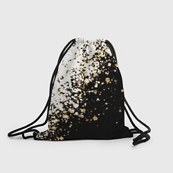 Рюкзак-мешок Чёрно белый с золотыми крапинками размытый, цвет: 3D-принт