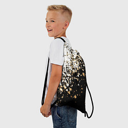 Рюкзак-мешок Чёрно белый с золотыми крапинками размытый, цвет: 3D-принт — фото 2