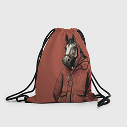Рюкзак-мешок Конь в красном пальто, цвет: 3D-принт