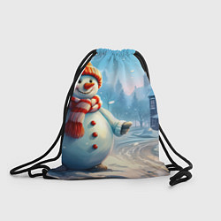 Рюкзак-мешок Снеговик новогодний, цвет: 3D-принт