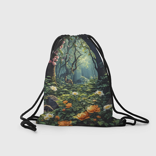 Мешок для обуви Лисица в лесу в цветах / 3D-принт – фото 2