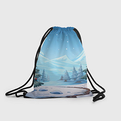 Рюкзак-мешок Новогодний пейзаж с елками, цвет: 3D-принт