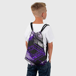 Рюкзак-мешок Киберпанк линии белые и фиолетовые, цвет: 3D-принт — фото 2