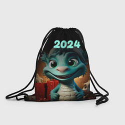 Рюкзак-мешок Зеленый дракончик 2024 год, цвет: 3D-принт