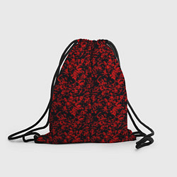 Рюкзак-мешок Абстракция чёрная с красными перьями, цвет: 3D-принт