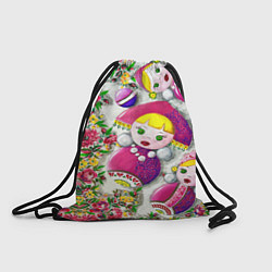 Рюкзак-мешок Неваляшки в кокошниках, цвет: 3D-принт