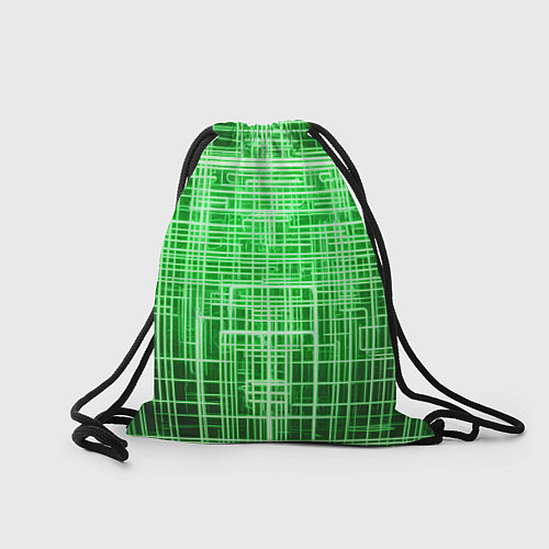 Мешок для обуви Зелёные неоновые полосы киберпанк / 3D-принт – фото 2