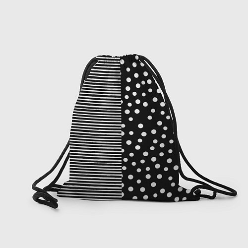 Мешок для обуви Мелкая полоска и белый горошек на чёрном / 3D-принт – фото 2