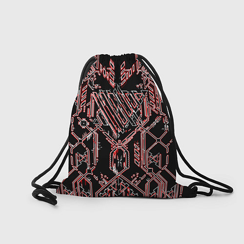 Мешок для обуви Чёрные линии с красной обводкой / 3D-принт – фото 2