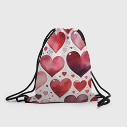 Рюкзак-мешок Паттерн акварельные сердечки, цвет: 3D-принт