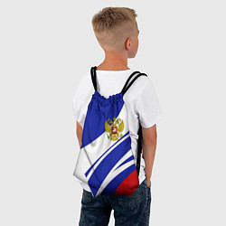 Рюкзак-мешок Герб России на абстрактных полосах, цвет: 3D-принт — фото 2