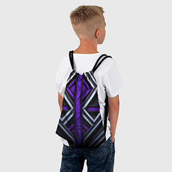 Рюкзак-мешок Фиолетовые вставки на черном фоне, цвет: 3D-принт — фото 2