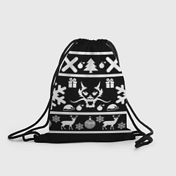 Рюкзак-мешок Новогодняя ёлка олень и дракон, цвет: 3D-принт