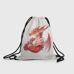Рюкзак-мешок Красный дракон в свитере, цвет: 3D-принт