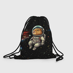 Рюкзак-мешок Капибара бравый космонавт - фантазия, цвет: 3D-принт